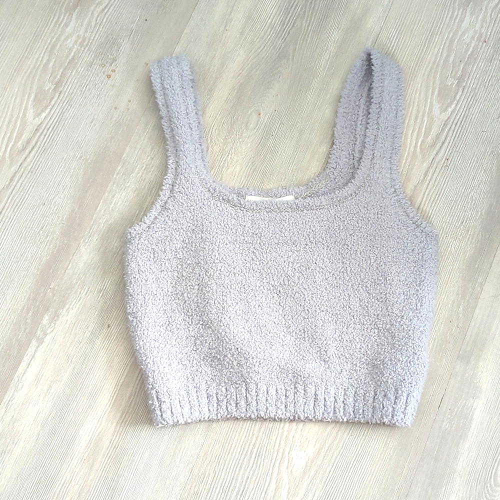 NWT 2 for $20 Fuzzy grey crop knit tank.